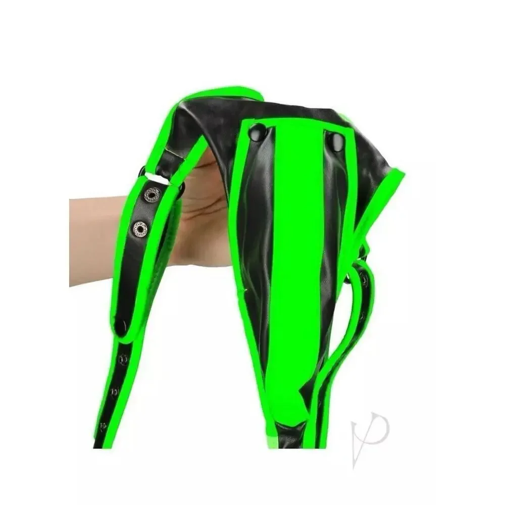 🦋B2G1🦋OUCH! Glow In The Dark NEON GREEN Bonded Leather Full Body Harness | L/XL